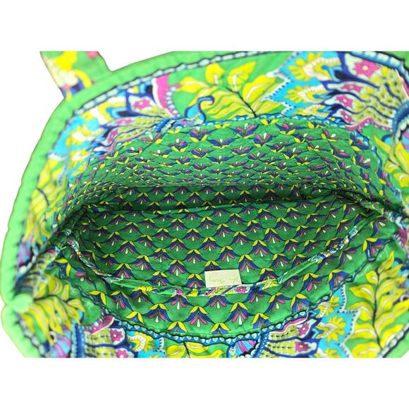 Vera Bradley Large Green Paisley Floral Quilted Tote Bag 3 Internal Pockets - Picture 5 of 5